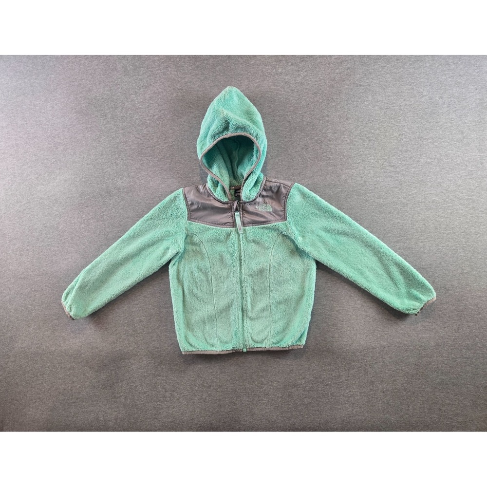 The North Face OSO Fleece Jacket Kids 6 Mint Green & Gray Full Zip Hooded
